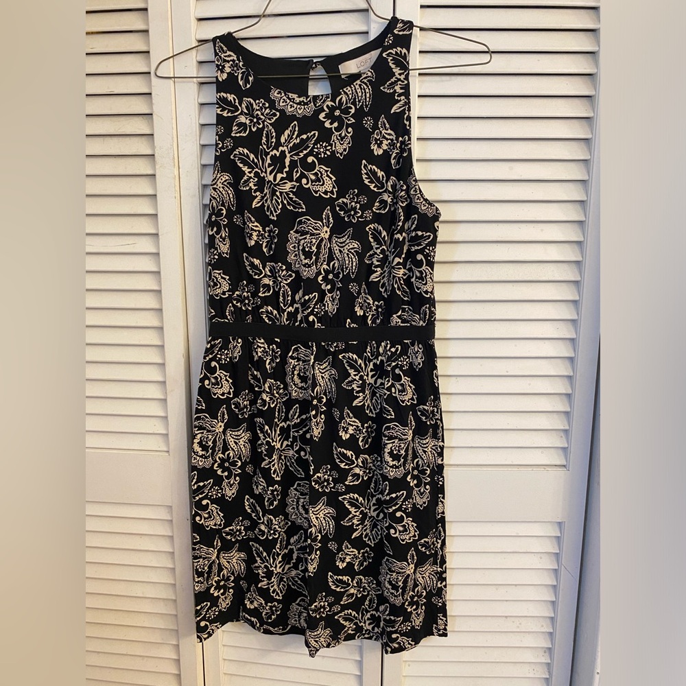 Loft black and cream dress